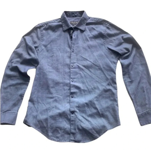 Zara Man slim fit button down Long sleeved Cotton Blue and white Men’s Size M - Picture 1 of 10